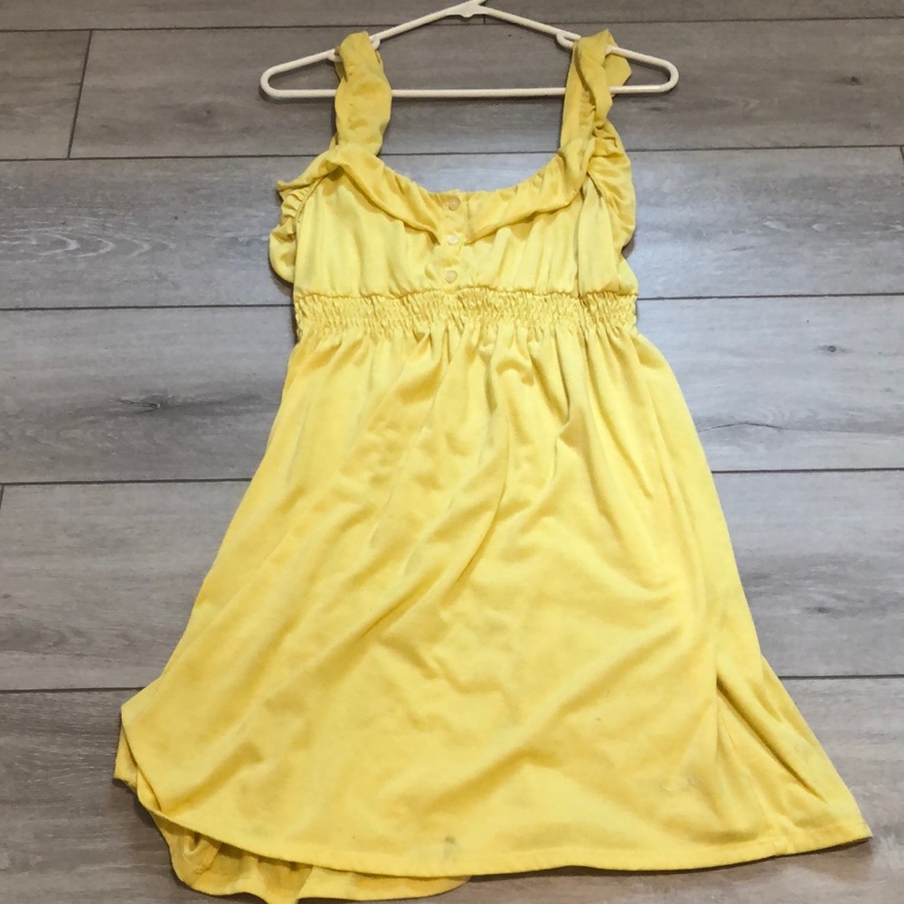Yellow flowy sundress/bathing suit coverup, Fits between a S/M